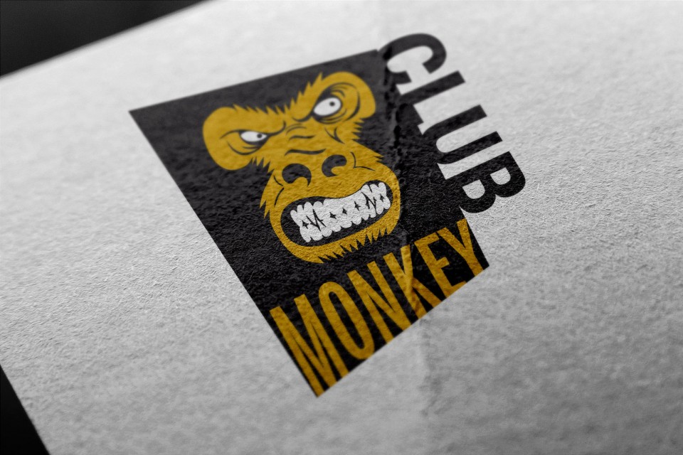 Diseño de logotipo para club de música electrónica MonkeyClub (versión a dos tintas)