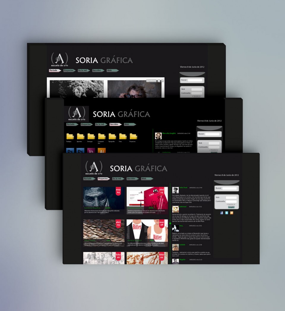 Diseño responsive para portal web Soria Gráfica - vista para ordenador - Bizarro Gráfico