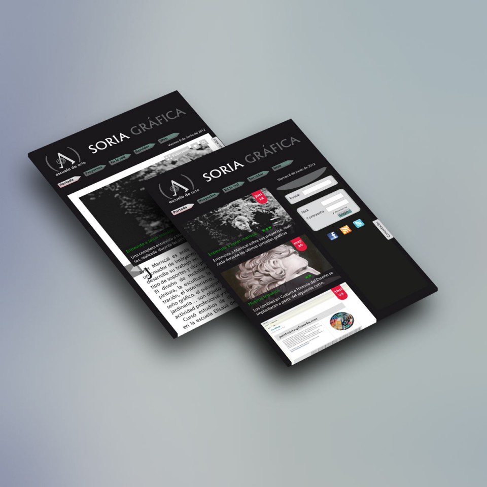 Diseño responsive para portal web Soria Gráfica - Dispositivo móvil (vertical) - Bizarro Gráfico