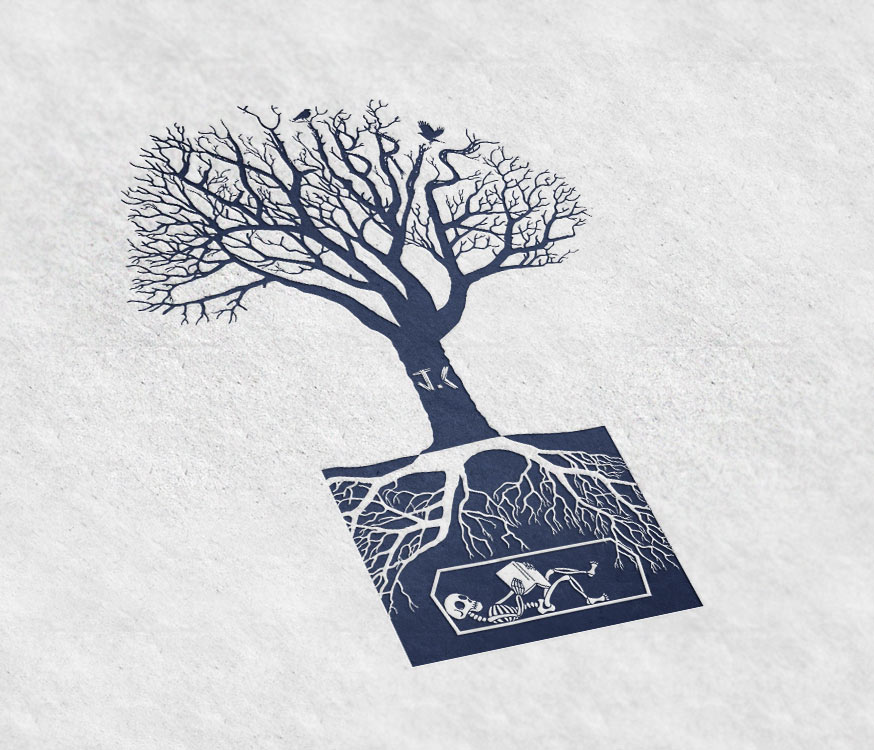 Diseño gráfico editorial de ex libris (tinta azul) - Bizarro Grafico