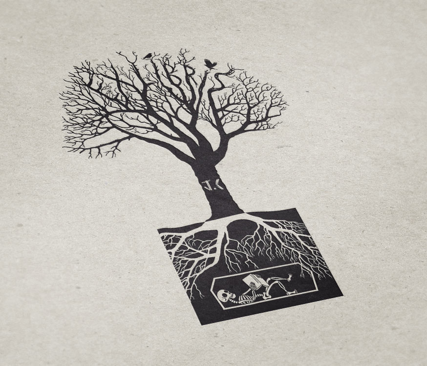 Diseño gráfico editorial de ex libris (tinta negra) - Bizarro Grafico