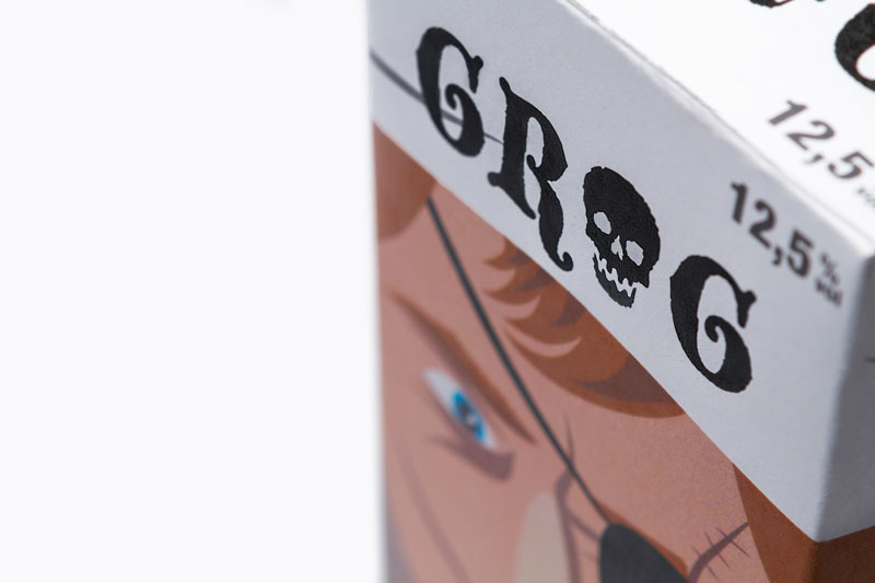 Diseño de packaging Grog (detalle) - Bizarro Grafico