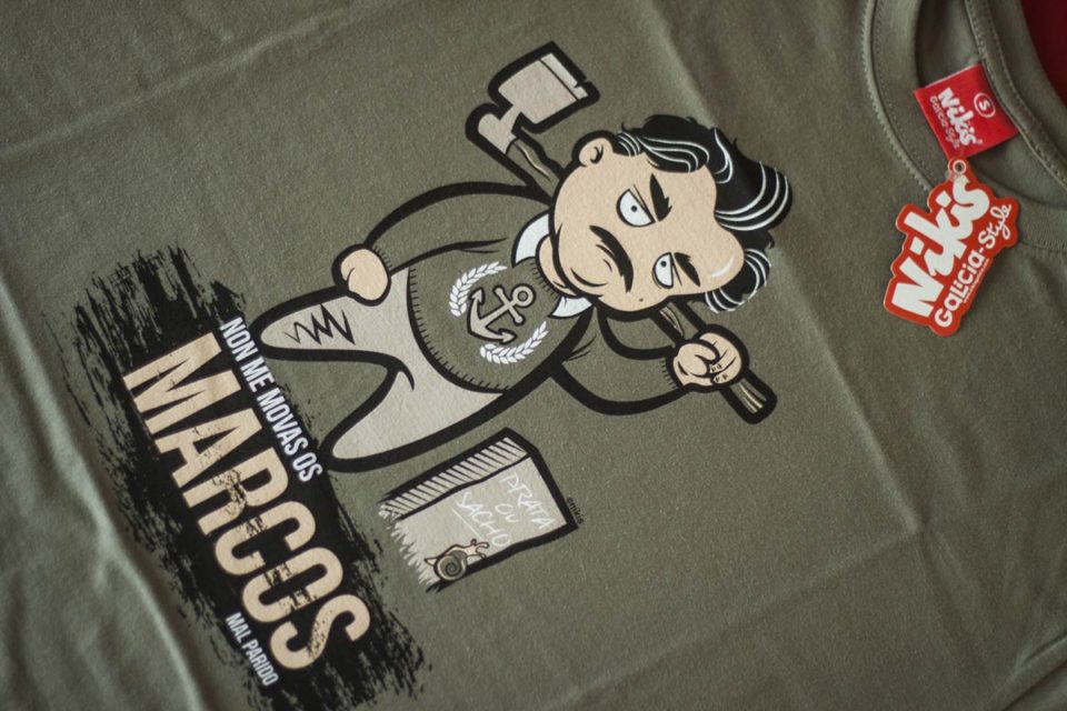 Camiseta de Marcos, prata ou Sacho, realizada para Nikis Galicia. Bizarrografico.