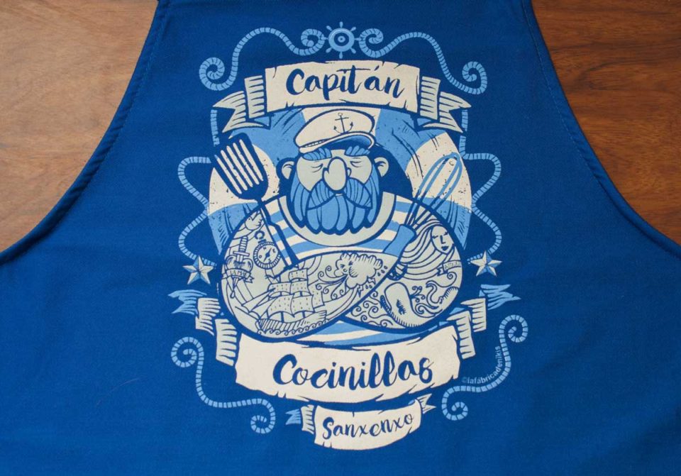 Delantal marinero Capitán Cocinillas (impresión). Bizarrografico